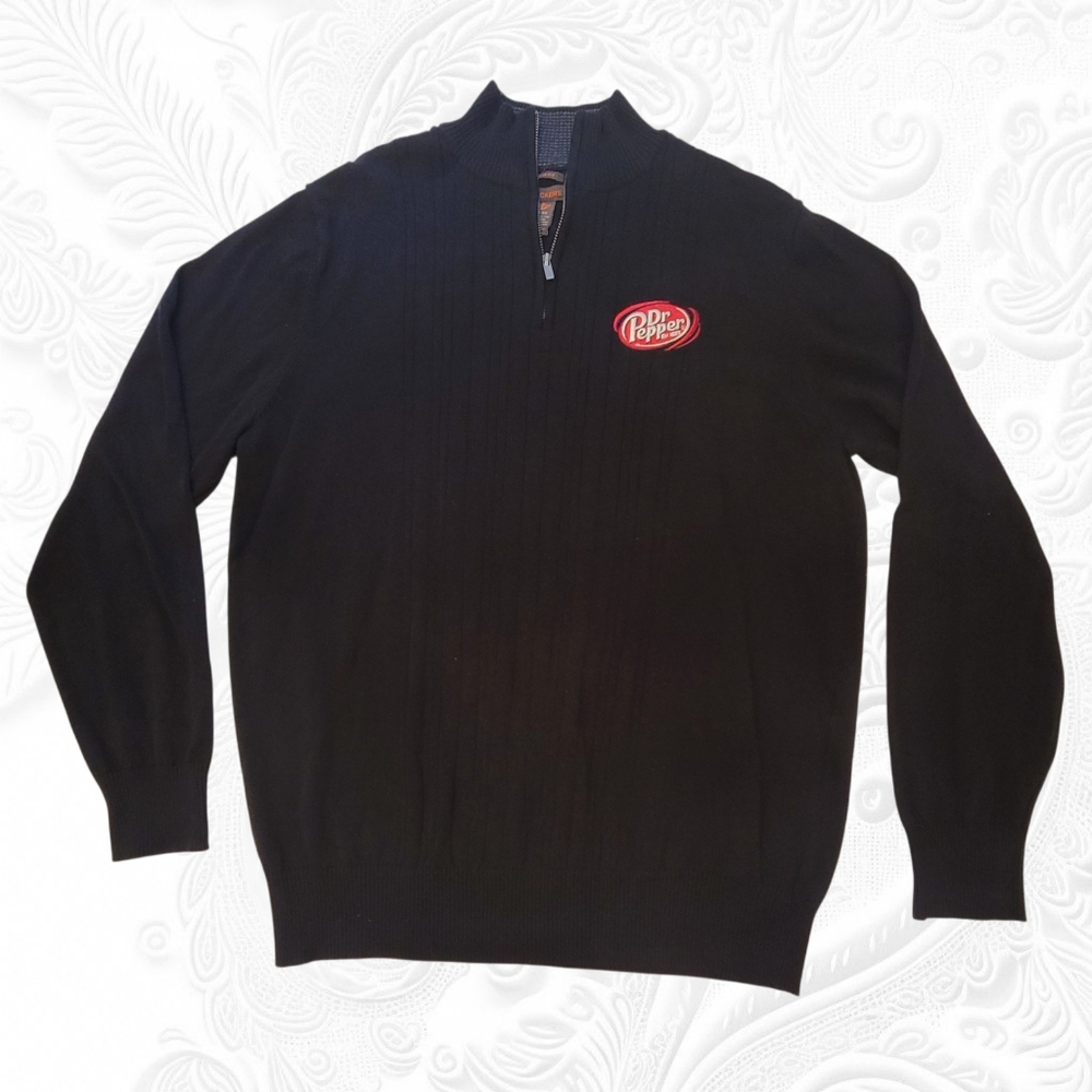 Dr. Pepper 1/4 Zip Black Sweater Dockers XL Slim Fit Rare NEW